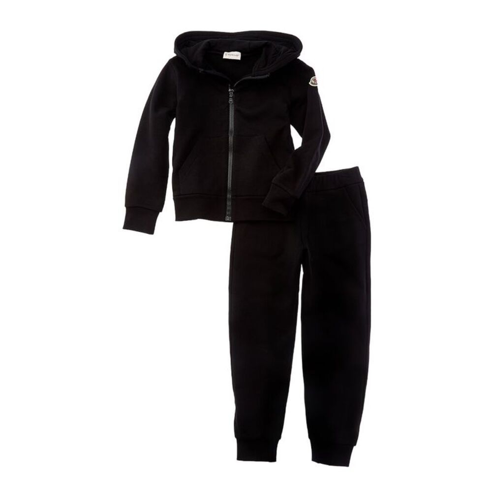 Moncler Girls  2Pc Hoodie & Pant Set, Black
